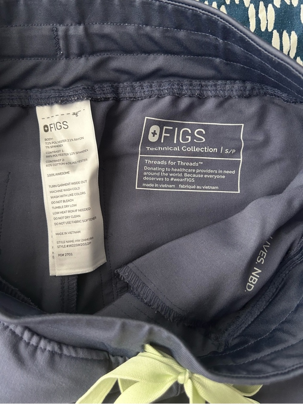 FIGS High Waisted Zamora Jogger Scrub Pants – Steel Blue – Small Petite (S/P) - Picture 2 of 2